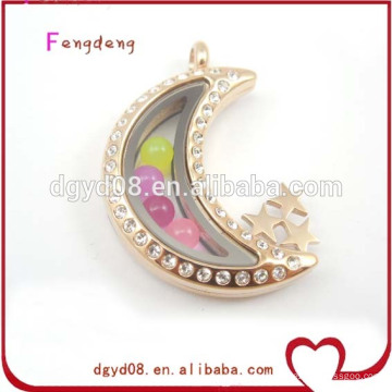 High quality moon shape stainless steel charm locket